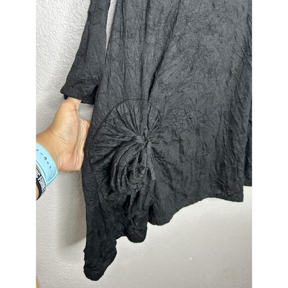Vintage Dress To Kill Black Crinkle Tunic Lagenlook Whimsigoth Size 1 - Picture 5 of 9